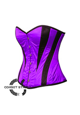 Purple and Black Satin Burlesque Costume Overbust Corset Top